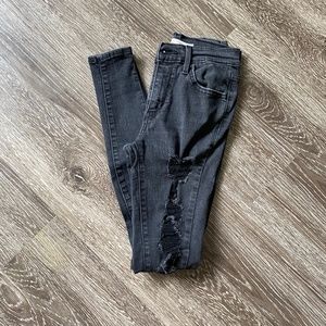 Black Ripped Levi High Rise Super Skinny Jeans